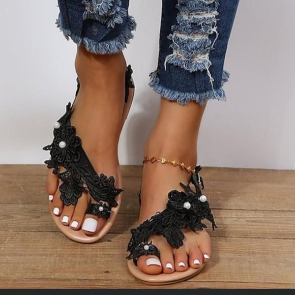 New Women's Sandals Boho Bohemia Beach Outdoor Flower Flat Heel 39  8 - Picture 1 of 2